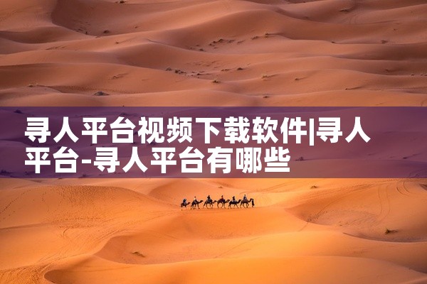 寻人平台视频下载软件