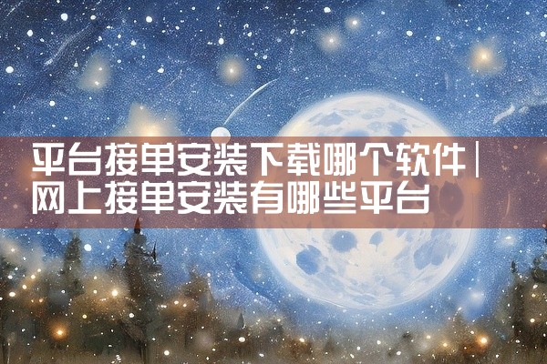 平台接单安装下载哪个软件